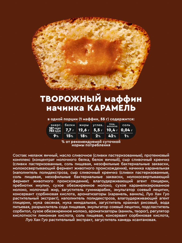 Набор маффинов без сахара «Ассорти 2.0» Rocky Muffin, 8 шт. по 55 г. Срок годности до 30.10.2026 г.