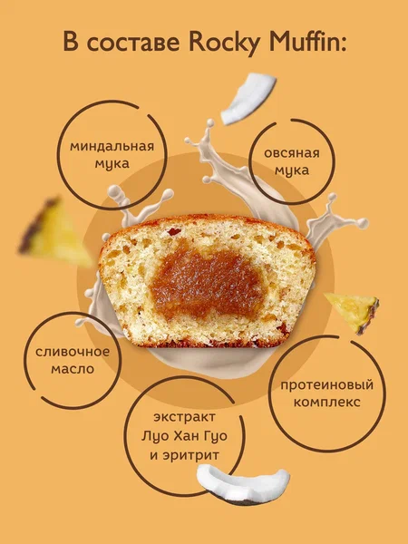 Маффин без сахара «Пина Колада» Rocky Muffin. Срок годности до 30.10.2026 г.