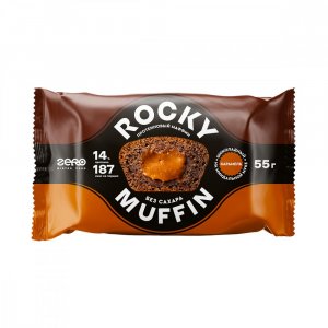 Маффин без сахара «Шоколадный» с карамельной начинкой Rocky Muffin. Срок годности до 30.10.2026 г.