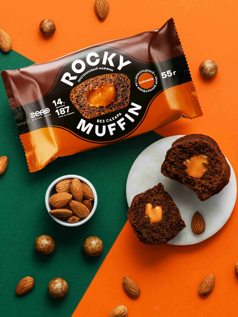 Набор маффинов «Шоколадный» с карамельной начинкой Rocky Muffin, 8 шт. по 55 г. Срок годности до 30.10.2026 г.